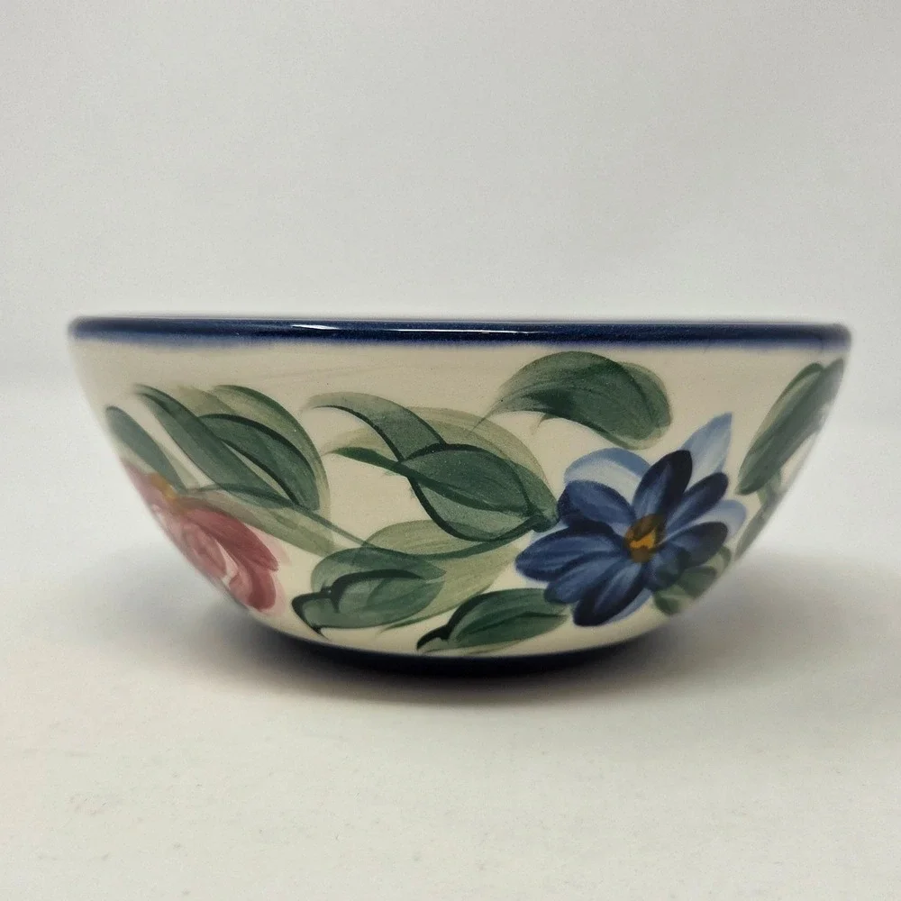 Vintage Gail Pittman Annabella Soup Cereal Bowl Blue Hand-painted 1997
